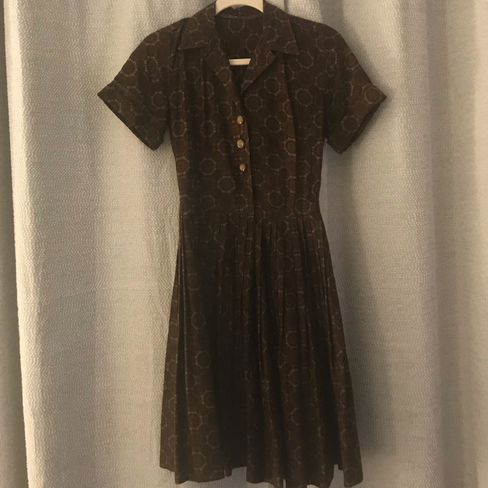 Vintage Brown Collared Dress